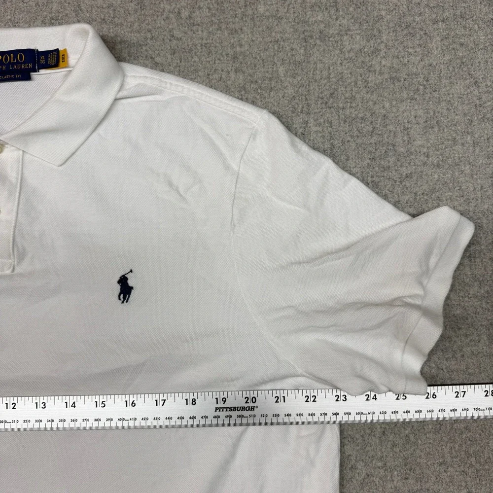 Polo Ralph Lauren Polo Shirt XL White Classic Fit Cotton Short Sleeve Pony Logo